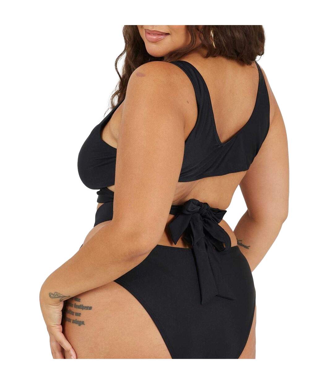 Womens/ladies Wrap Around Bikini Top Set Black Brave Soul-2
