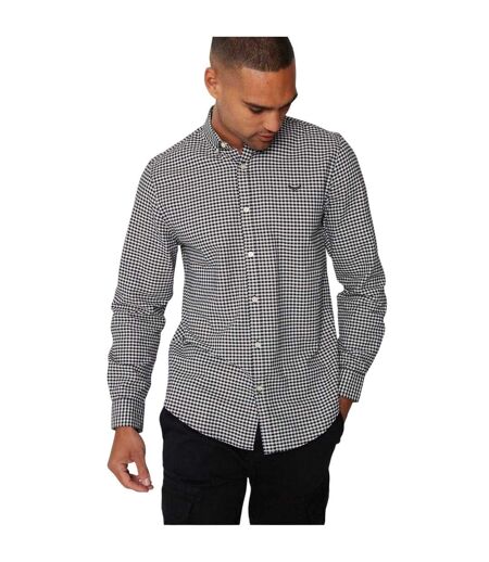 Mens Checked Oxford Regular Shirt Black Threadbare