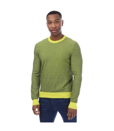 Mens Kapoko Knitted Cotton Sweatshirt Green Boss