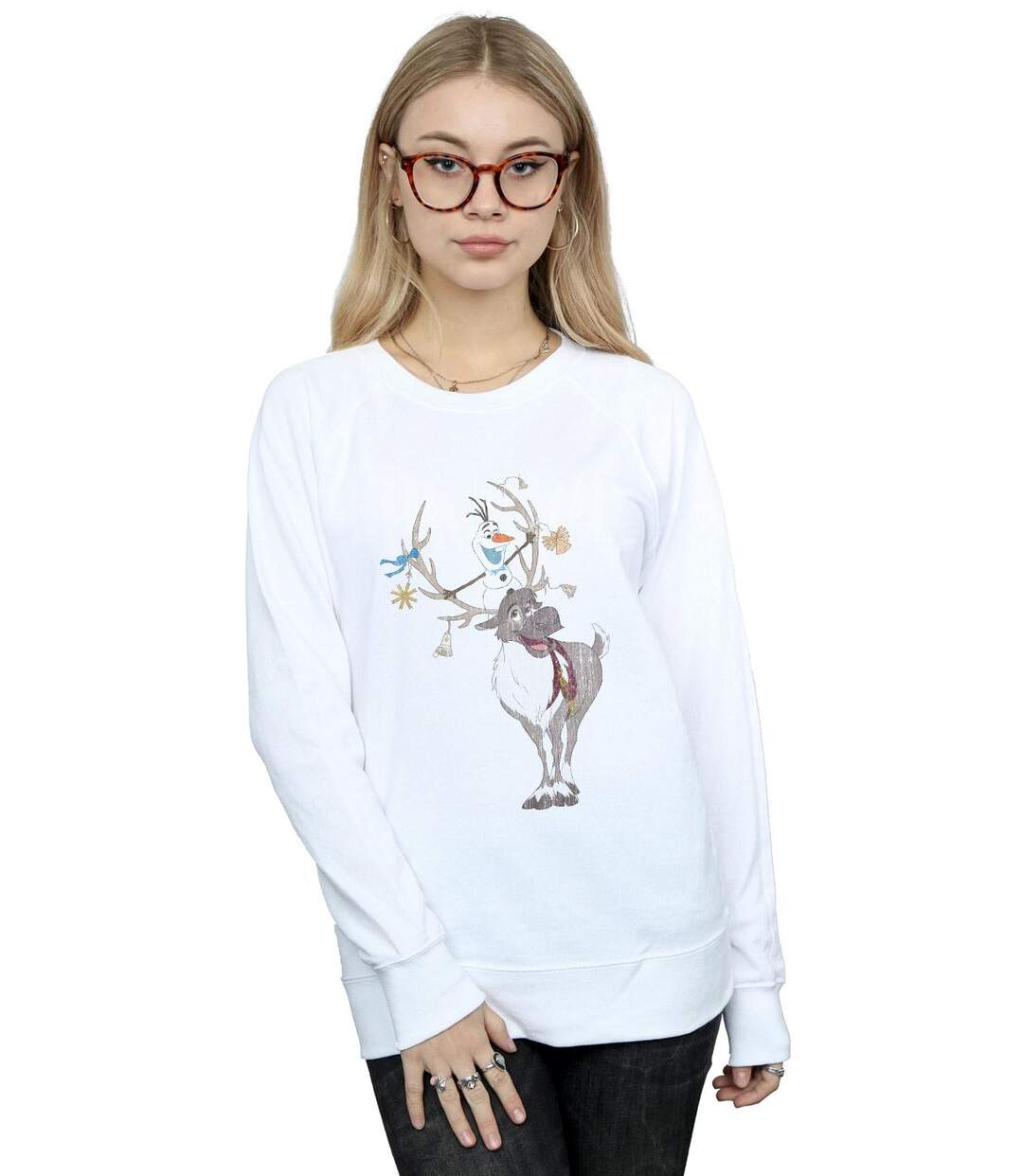 Disney Sweatshirt Womens/Ladies Frozen Sven And Olaf Christmas Ornaments (Blanc) - UTBI19039-2