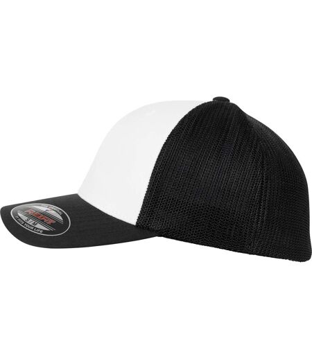 Flexfit by Yupoong Adults Unisex Colored Front Mesh Trucker Cap (Black/White) - UTRW7651