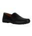 Mens U Kosmopolis Leather Grip Moccasins Black Geox-1