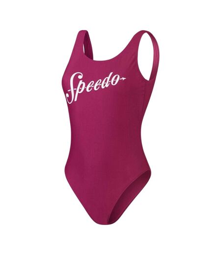Womens/ladies Logo One Piece Swimsuit Purple White Speedo