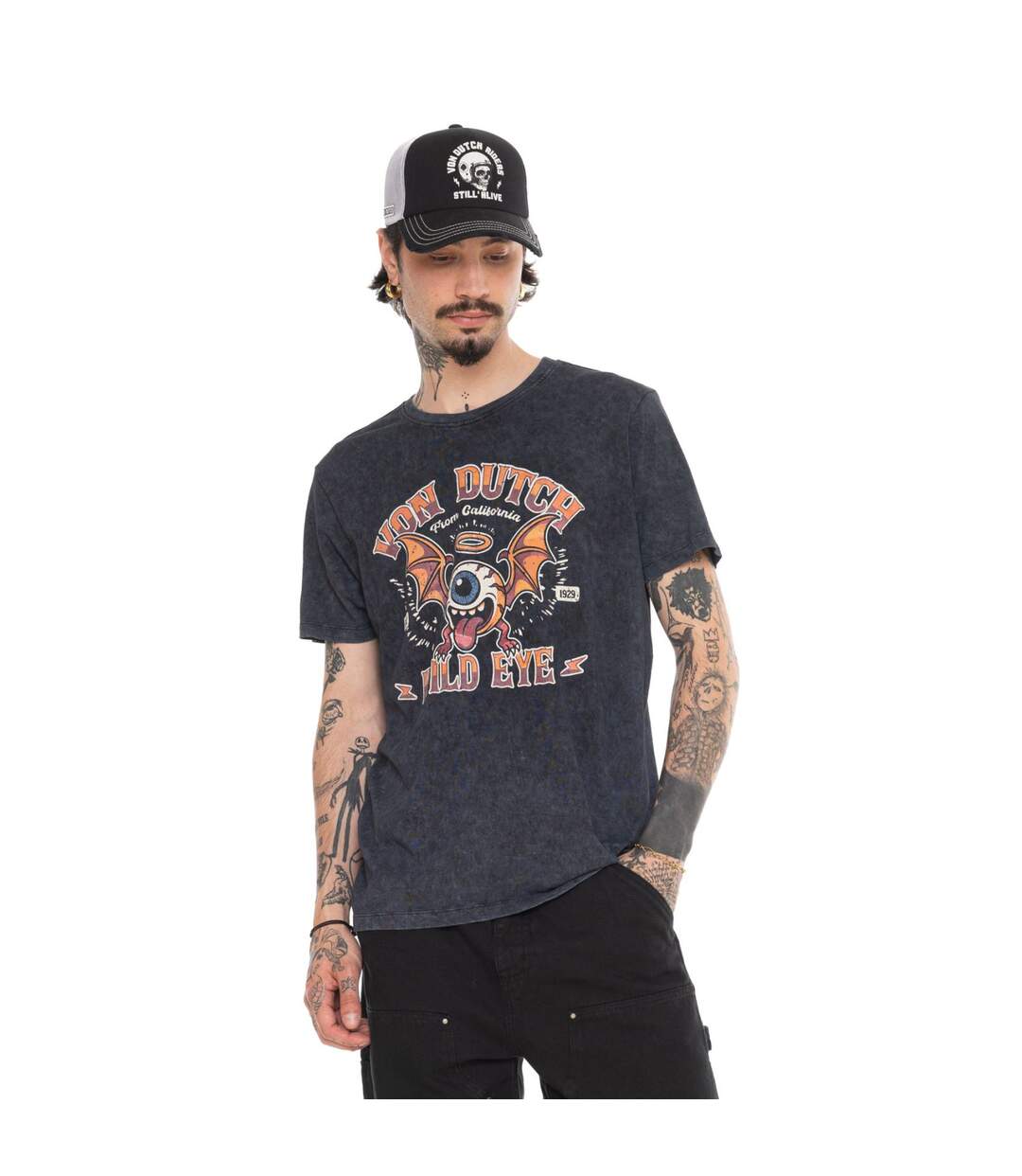 T-shirt homme regular col rond acid wash Leo Vondutch-1