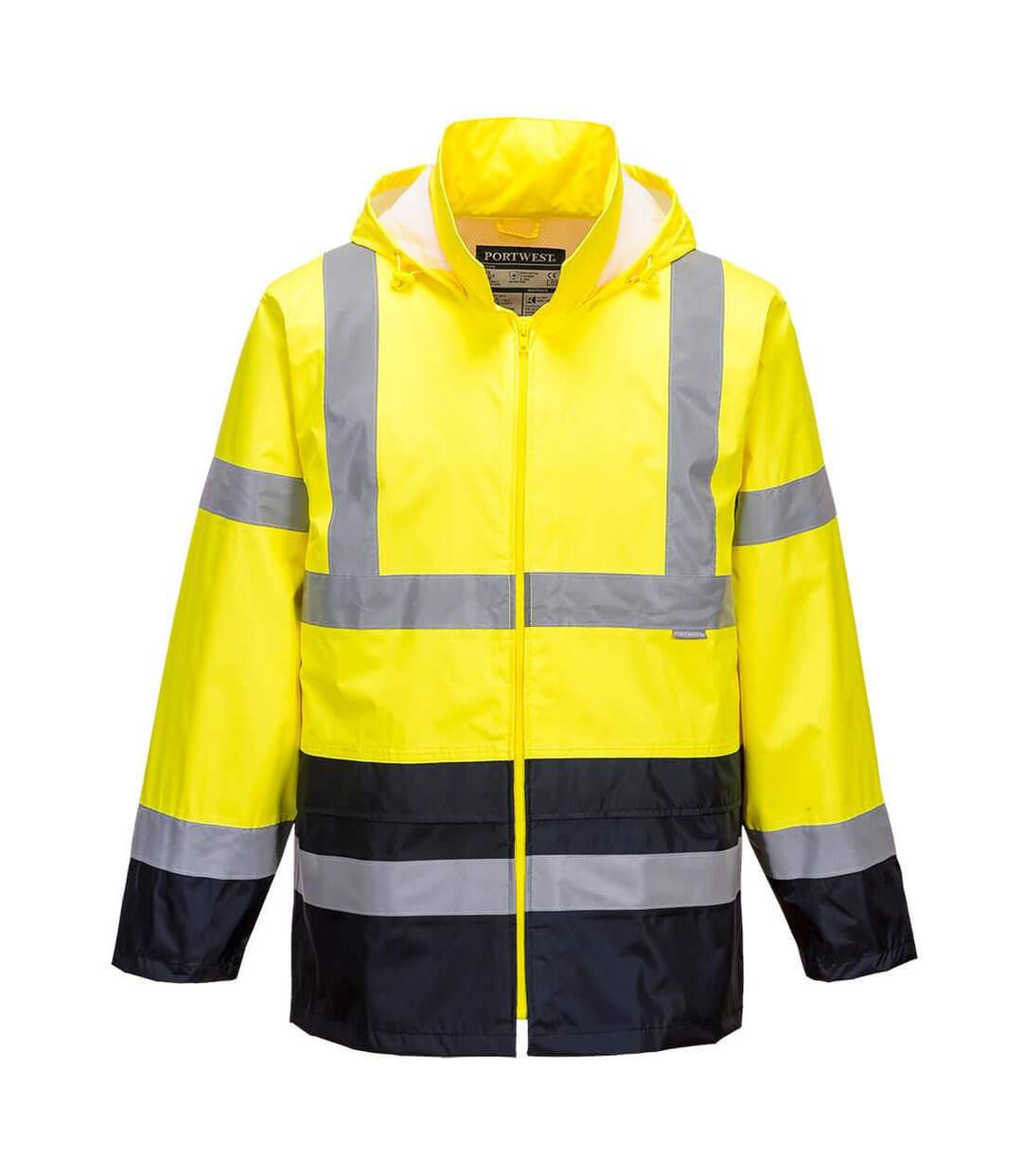 Mens h443 contrast high-vis work jacket yellow/navy Portwest-1