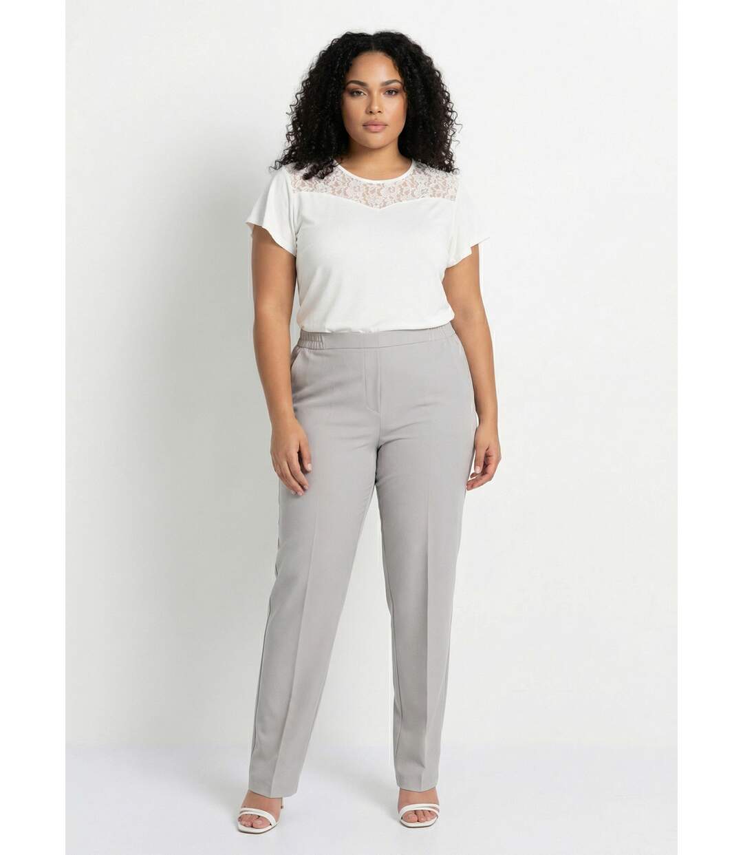 Pantalon droit taille semi-élastiquée-3