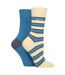 2 Pack Ladies Striped and Plain Bamboo Socks - Soft Breathable Everyday Comfort-1