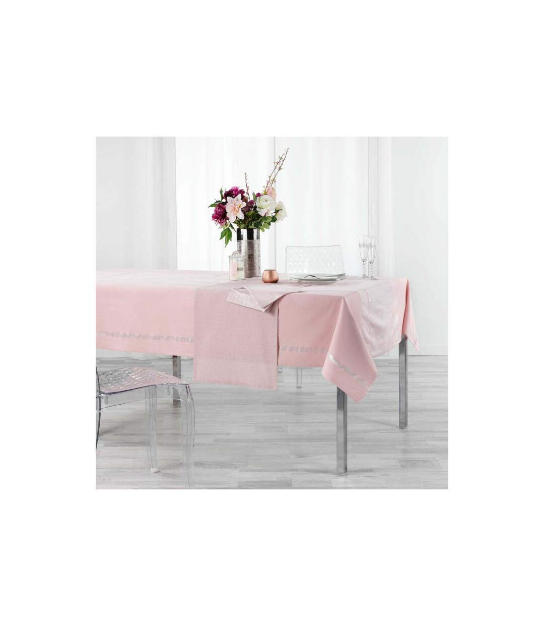 Lot de 3 Serviettes de Table Elegancia 40x40cm Rose-3