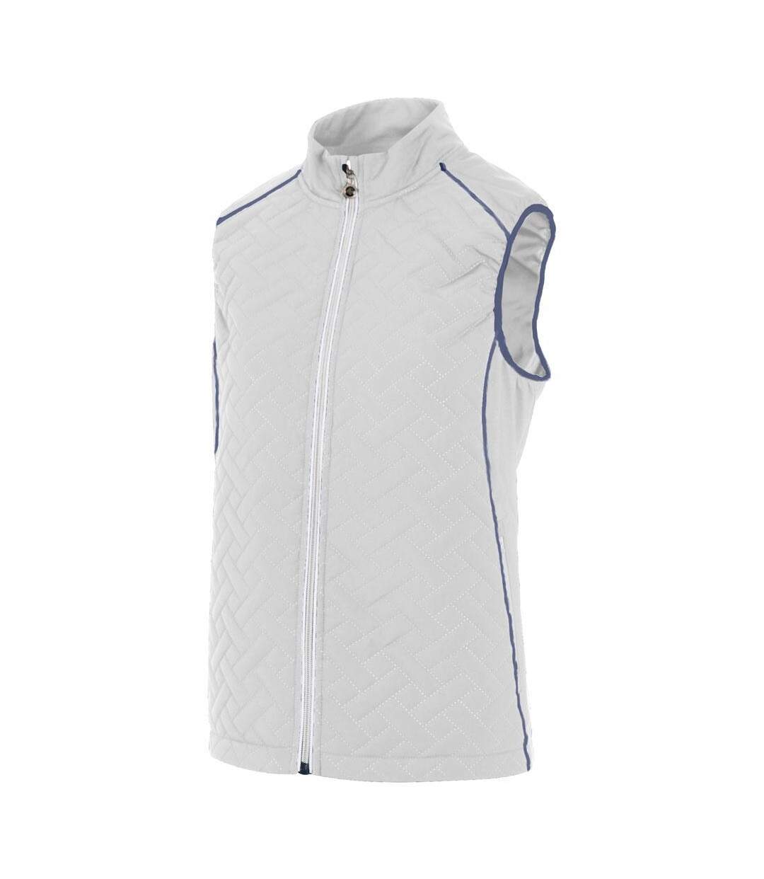 Womens/ladies contrast piping padded golf gilet white/navy Island Green-1