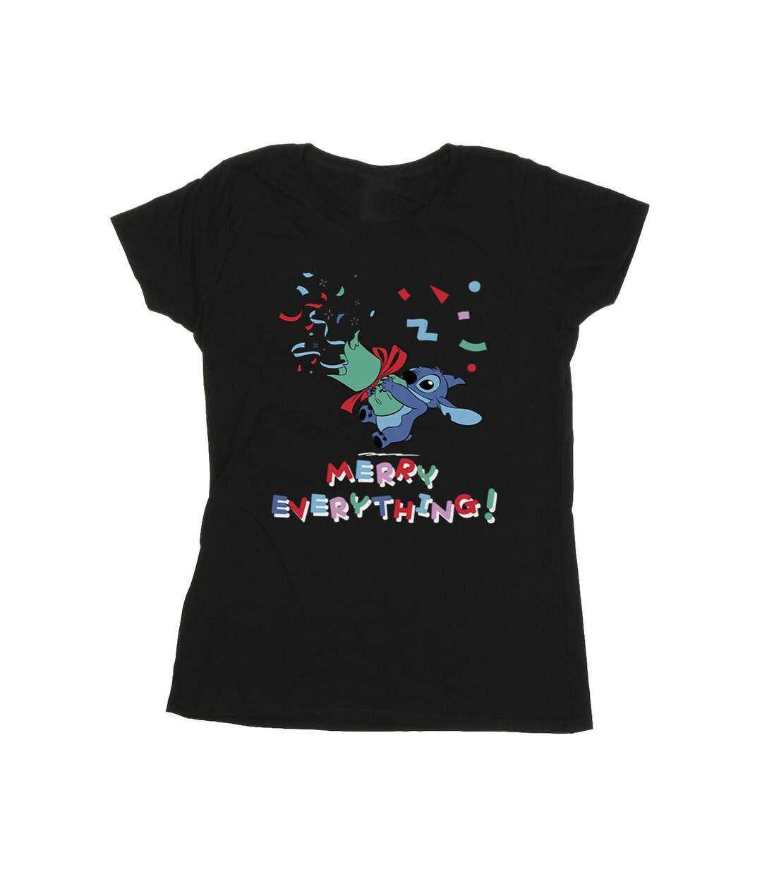 Disney T-shirt en coton Femmes/Ladies Lilo And Stitch Stitch Merry Everything (Noir) - UTBI25668-1