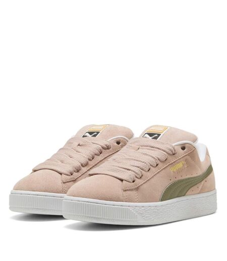 Womens/ladies Xl Leo Leopard Print Suede Trainers Pink White Puma
