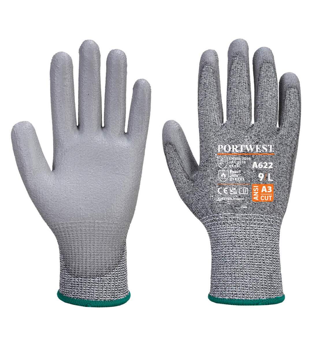 Unisex adult a622 mr pu palm cut resistant gloves xxl grey Portwest-1