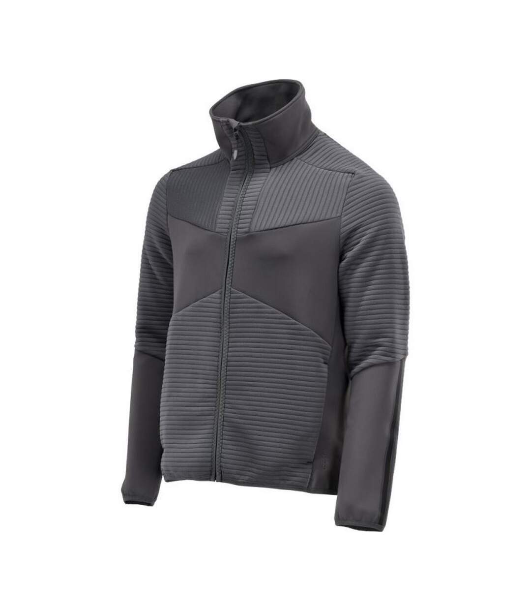 Mens Customised Striped Fleece Jacket Stone Grey Mascot-3
