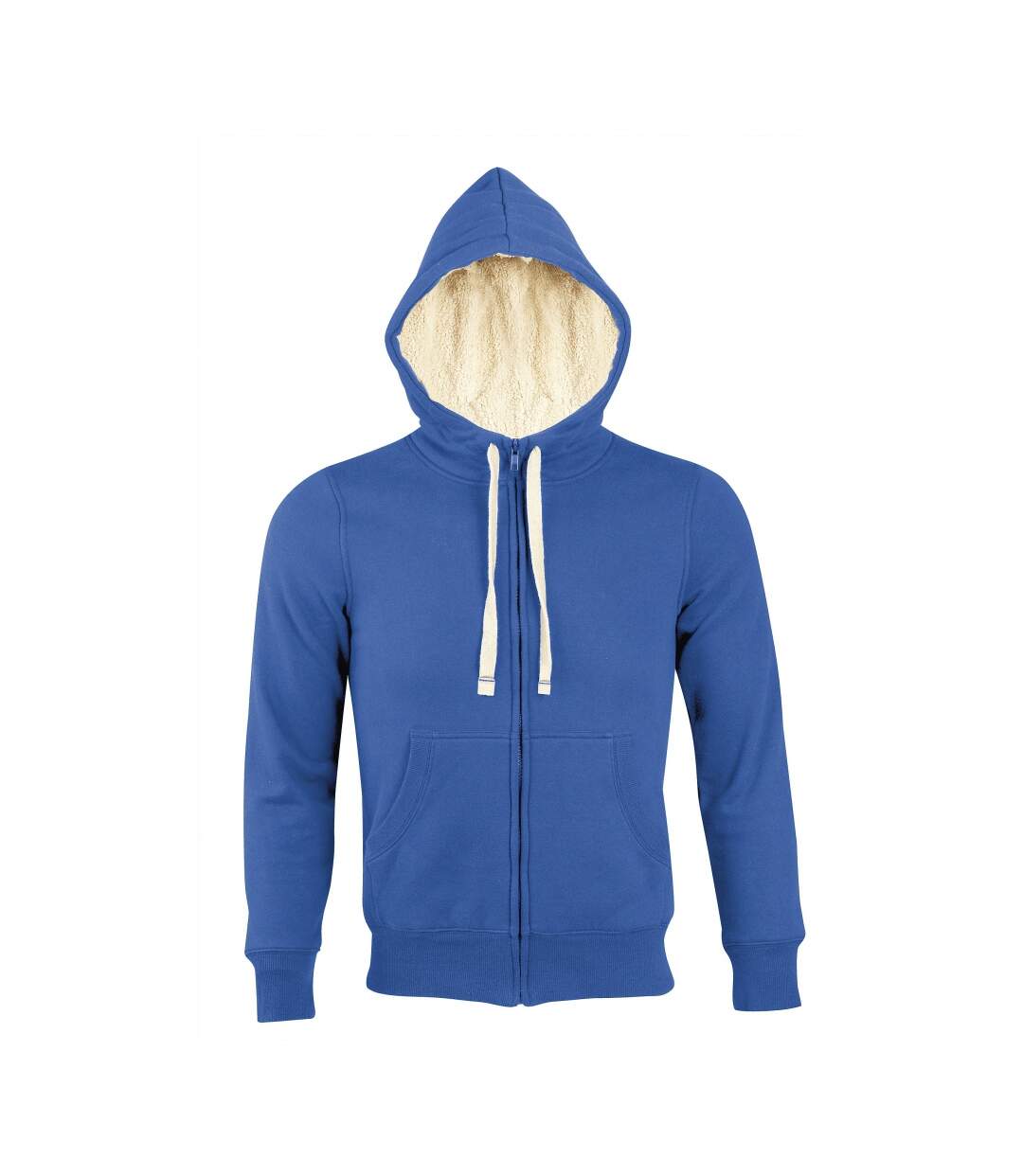 Sweat shirt capuche zippé doublé fourrure sherpa - 00584 - bleu roi