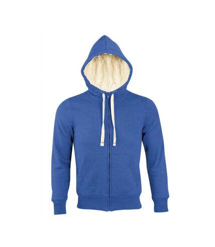 Sweat shirt capuche zippé doublé fourrure sherpa - 00584 - bleu roi