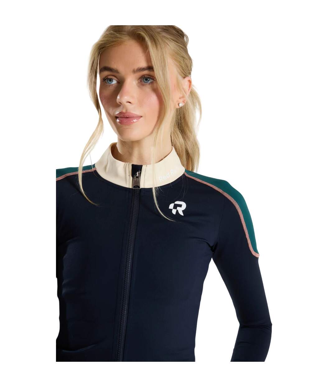 Womens/ladies Full Zip Technical Top Navy Red Run-4