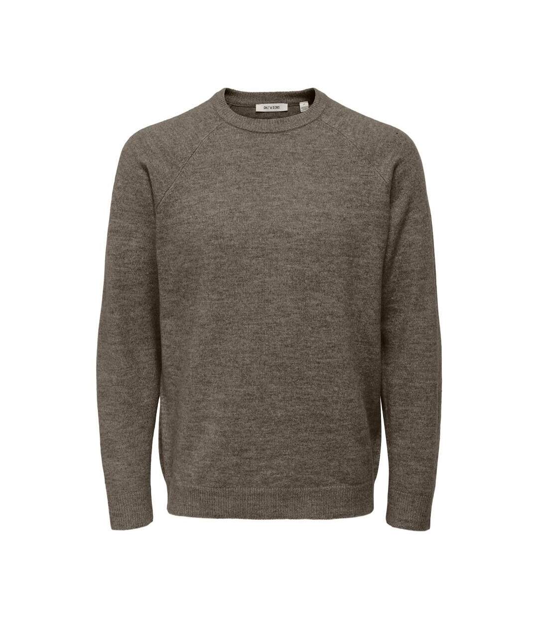 Pull marron chiné homme only & sons thomas-1