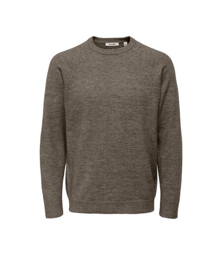 Pull marron chiné homme only & sons thomas