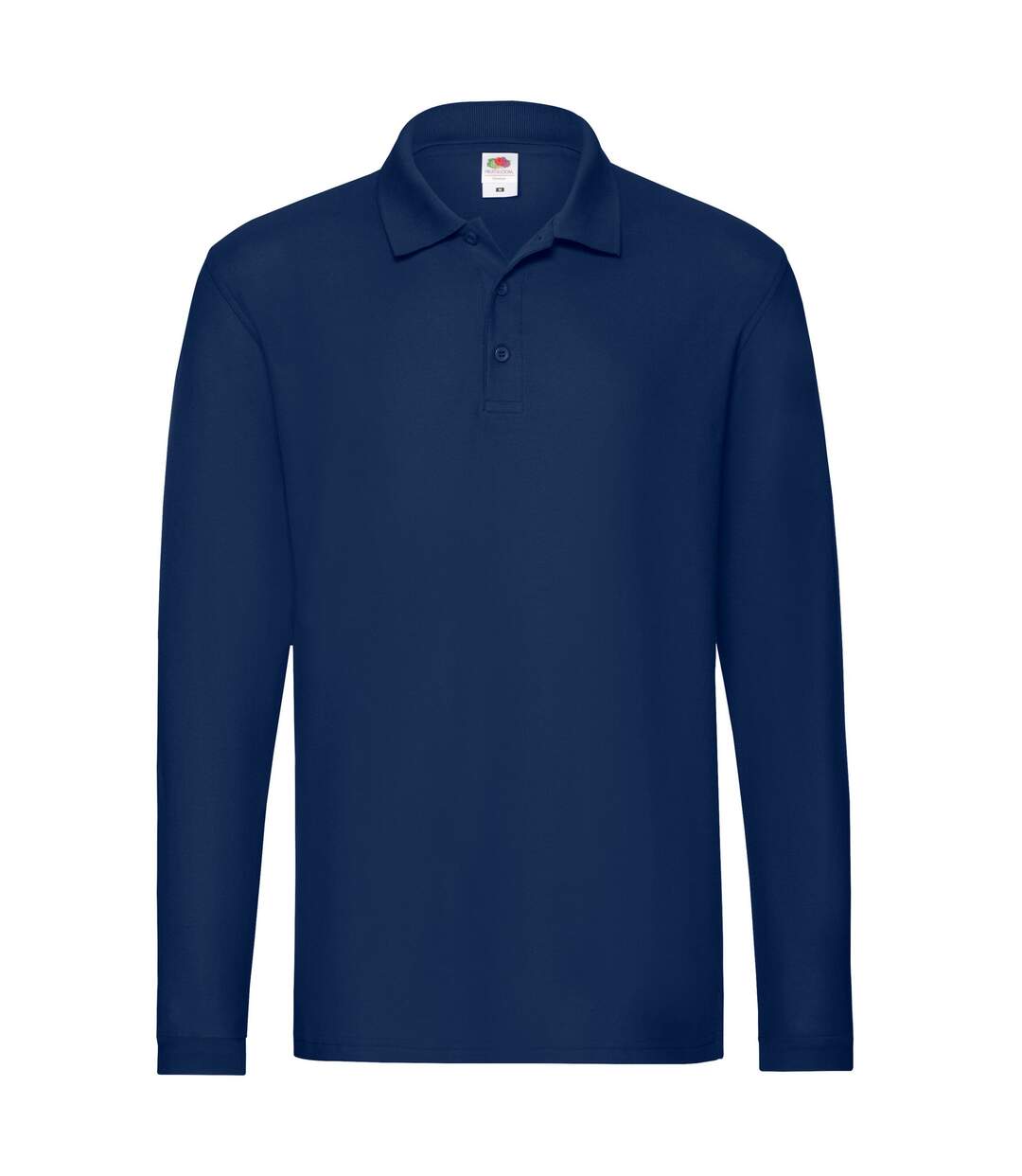 Mens premium long-sleeved polo shirt navy Fruit of the Loom-1