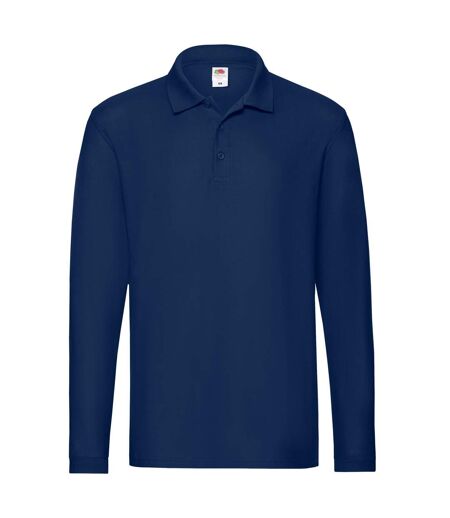 Fruit of the Loom Mens Premium Long-Sleeved Polo Shirt (Navy)
