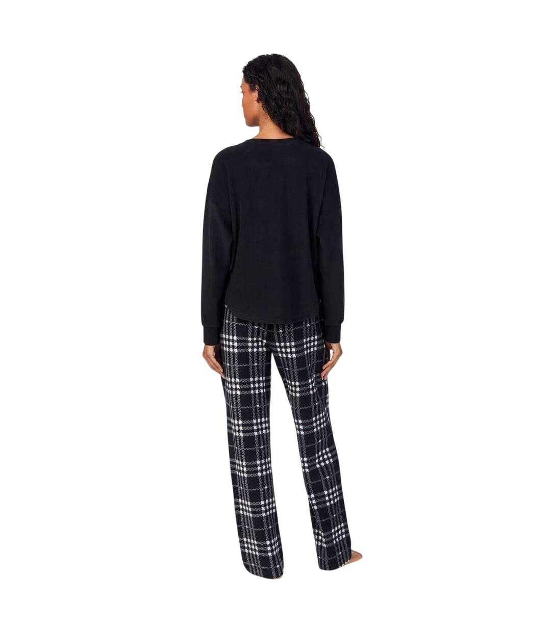 Ensemble De Pyjama Long Motif/style Motif Écossais Femme Noir DKNY-2