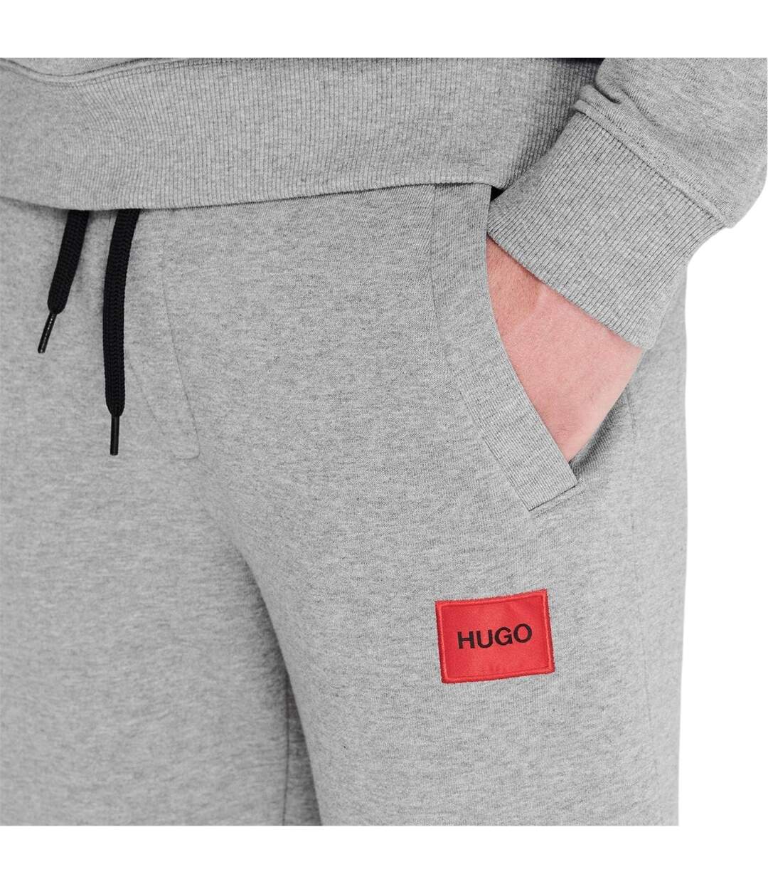 Mens Logo Cuffed Jogging Bottoms Grey Hugo Boss-3