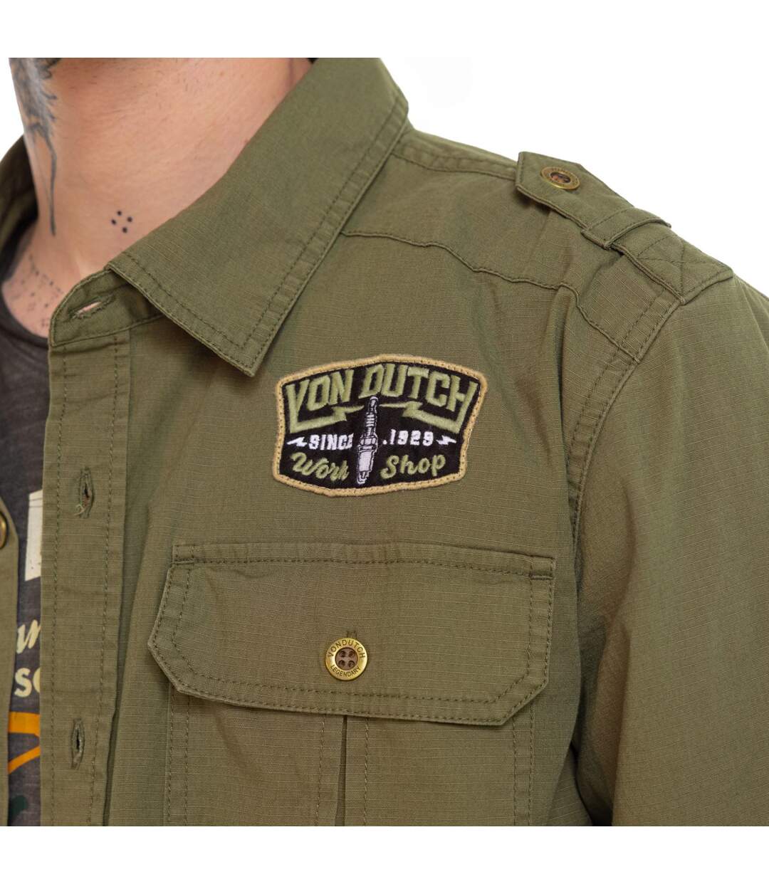 Chemise manche longues  ripstop strech sur poche et badges Stop K Vondutch-5