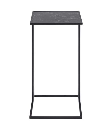 Table d'appoint ou à café rectangulaire haute effet marbre en Mélamine et Métal - L. 43 cm x H. 63 cm - Noir