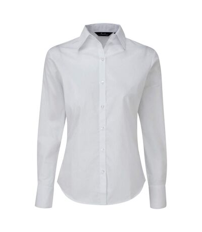 Premier Womens/Ladies Poplin Long-Sleeved Blouse (White) - UTPC6890