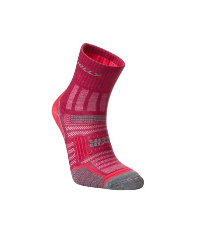 Womens/ladies twin skin ankle socks magenta/grey marl Hilly