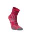 Womens/ladies twin skin ankle socks magenta/grey marl Hilly-1