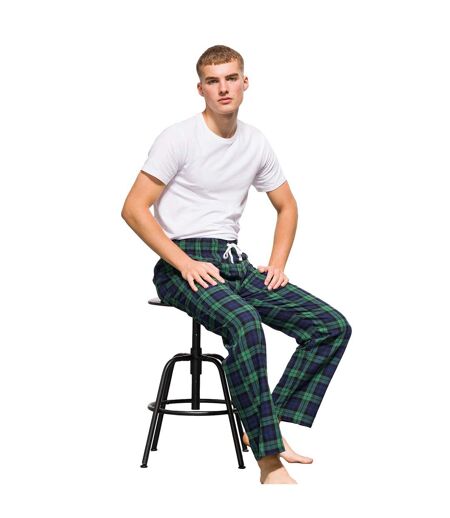 Skinnifit Mens Tartan Lounge Pants (Navy/Green Check)