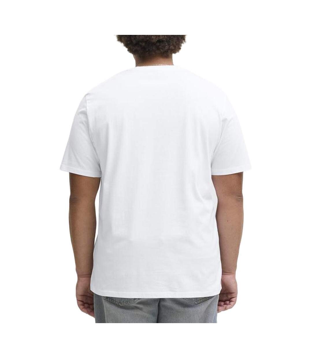 T-Shirt blanc homme jack & jones logo oneck 2-2