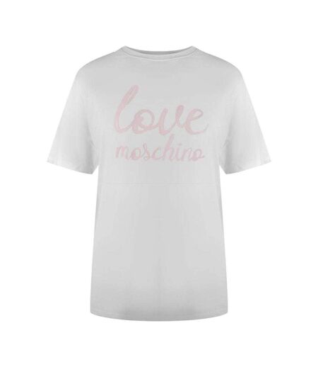 Womens/ladies Love Logo Cotton Casual T-shirt White Love Moschino
