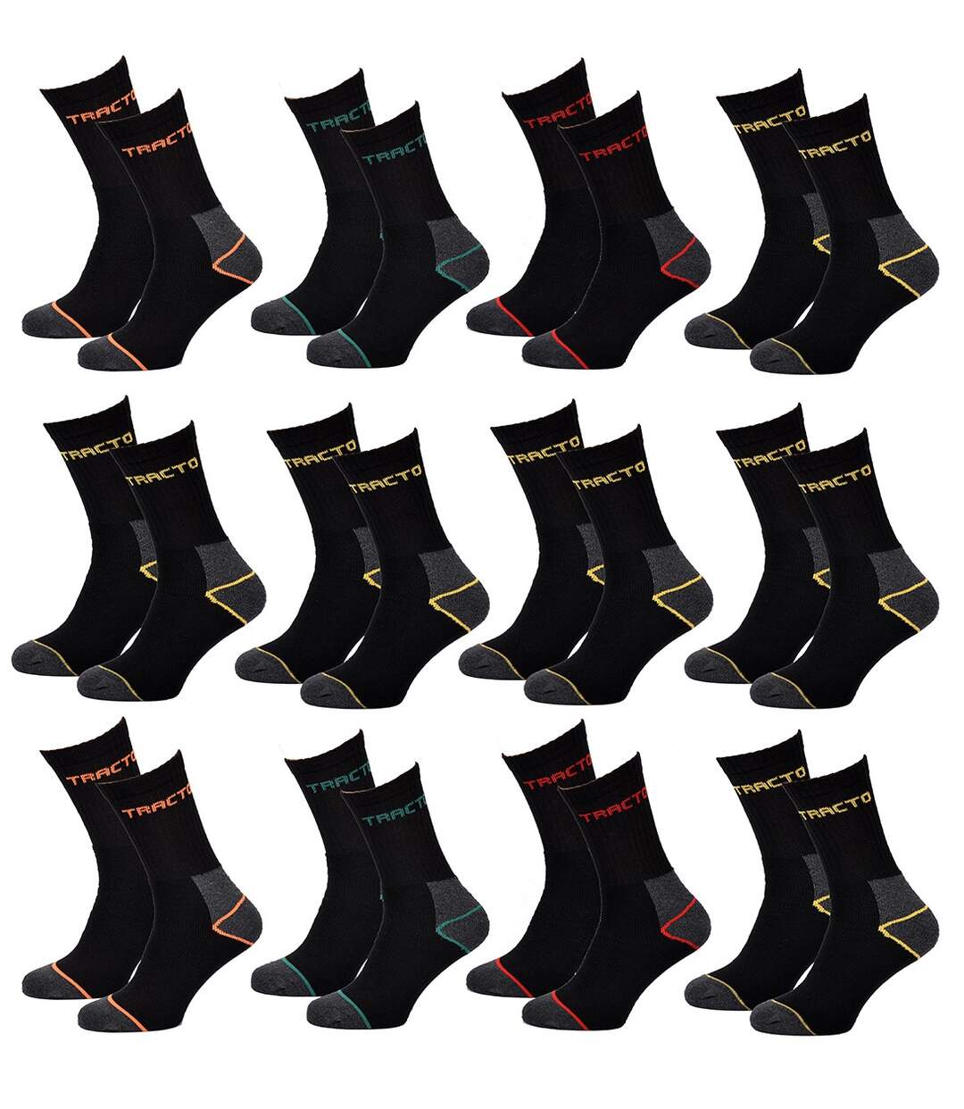 Chaussettes de Travail TRACTO pour Homme Résistance et Qualité Pro Pack de 12 Paires 2004