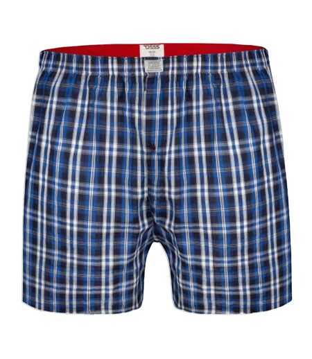 Pack of 2  Mens d555 plaid woven kingsize boxer shorts  navy blue/red Duke