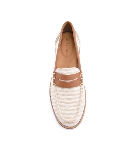 Mocassins Port Driving Femme Blanc Brun Clair Sperry