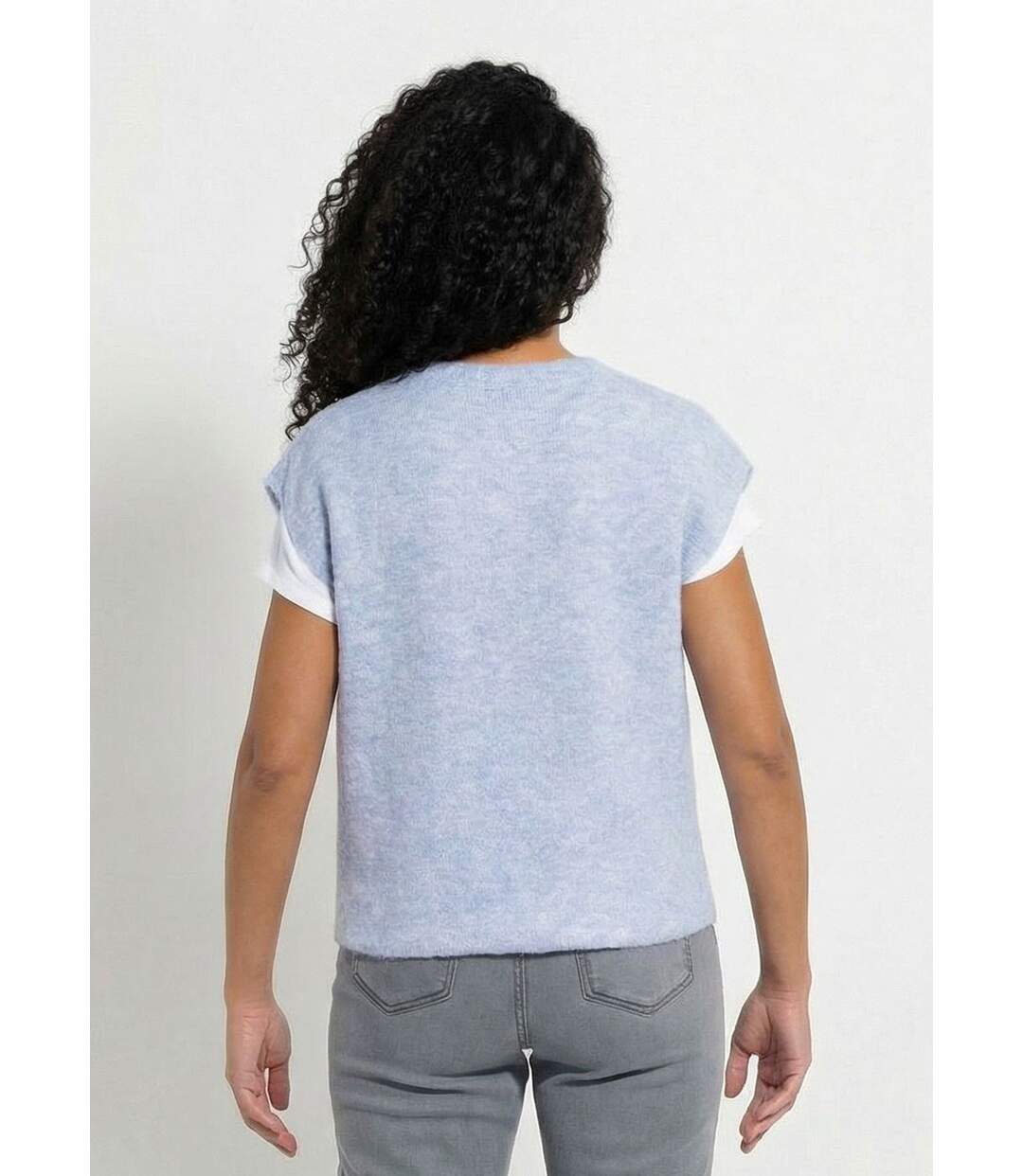 Gilet sans manches boutons dorés maille bouclette-2