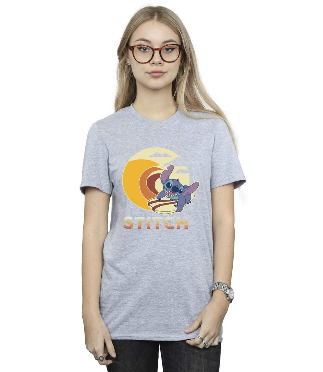 Disney Femmes/Les femmes Lilo & Stitch Summer Waves - T-shirt boyfriend en coton (Gris sportif) - UTBI29954-2