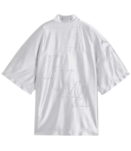 Womens/ladies Printed Relaxed Fit Overshirt Frost Gray Puma