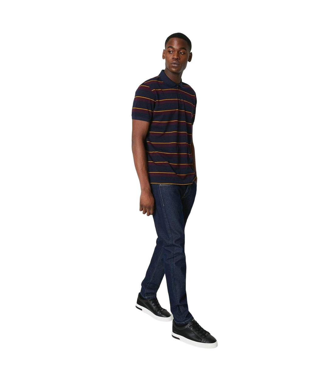 Mens college stripe polo shirt navy Maine-4
