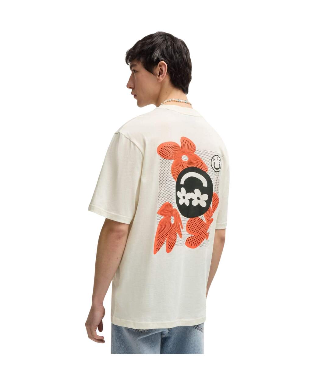 T-shirt Style Logo Nufloro Homme Blanc Hugo-3