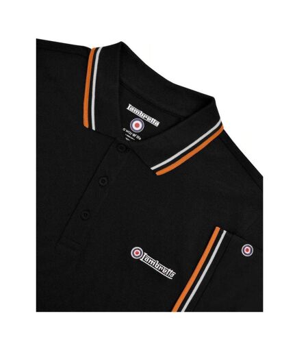 Polo Motif/style Rayure Contrastée Sur Bord Homme Noir Blanc Lambretta