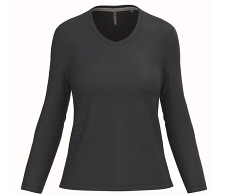 T-shirt manches longues col V - Femme - K382 - bleu marine