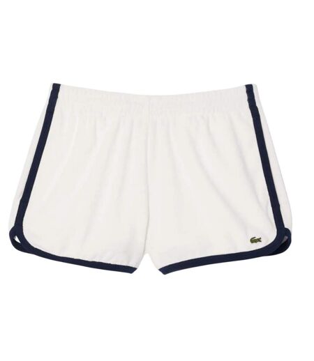 Womens/ladies Terrycloth Contrast Detail Shorts Cream Lacoste