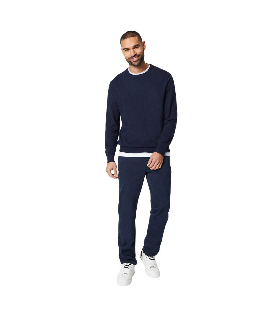 Mens rich cotton crew neck jumper navy Burton-3