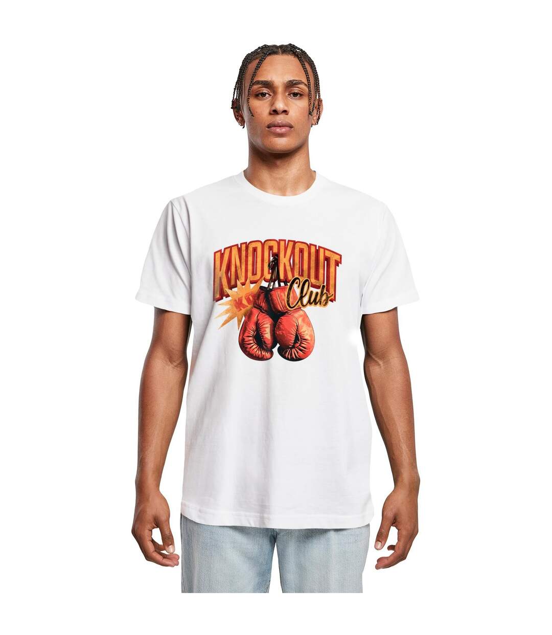 T-shirt Knockout Club Homme Blanc Mister Tee-1
