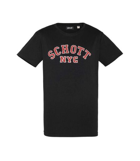 T-Shirt Noir Homme Schott Crew