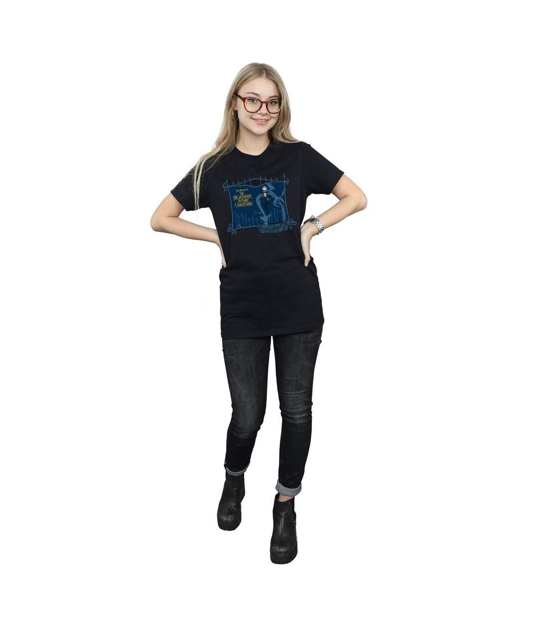 Disney Womens/Ladies Nightmare Before Christmas Jack And The Well Cotton Boyfriend T-Shirt (Noir) - UTBI41565-4