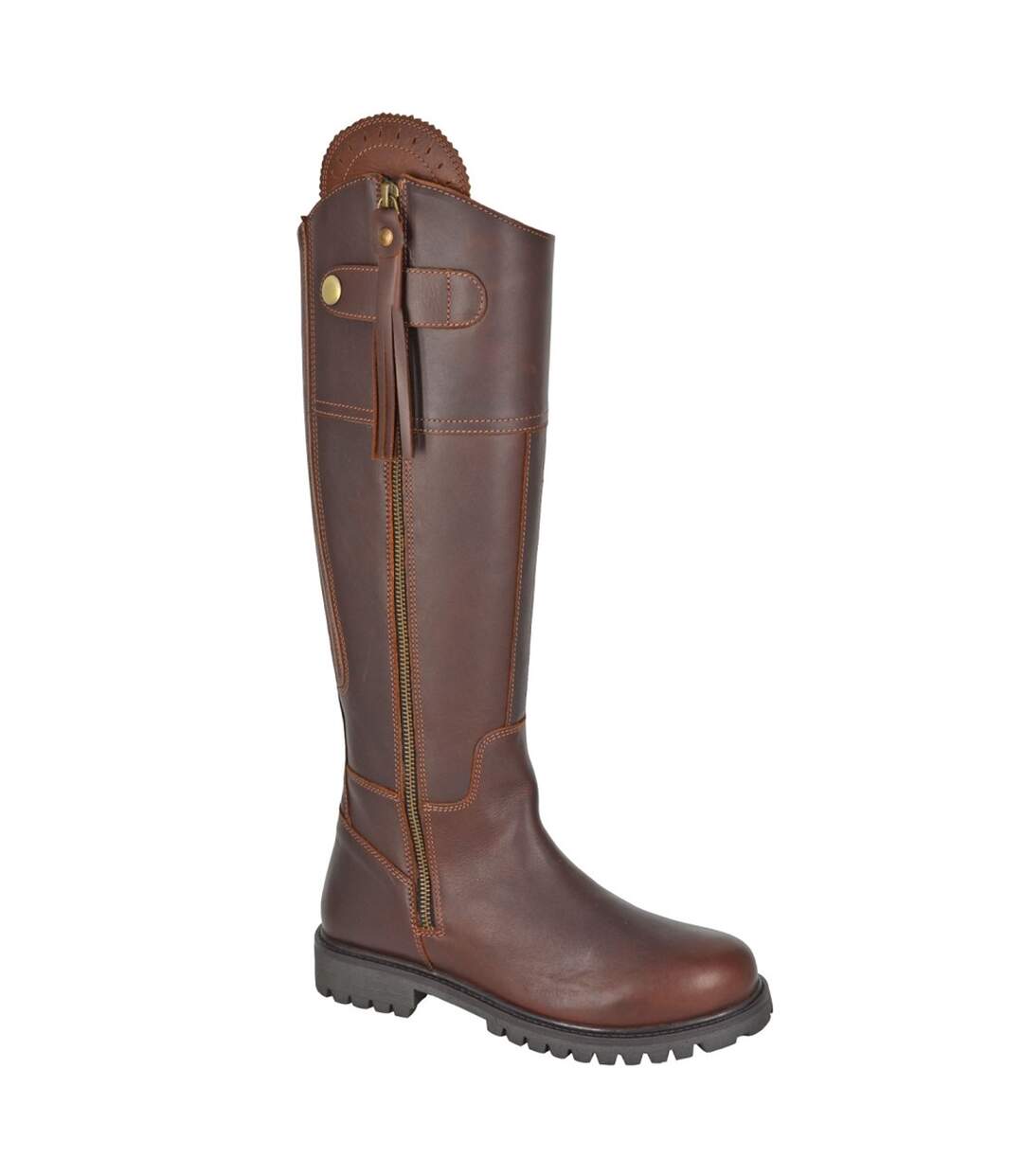 Womens/ladies Georgia Leather Country Boots Brown Woodland-1